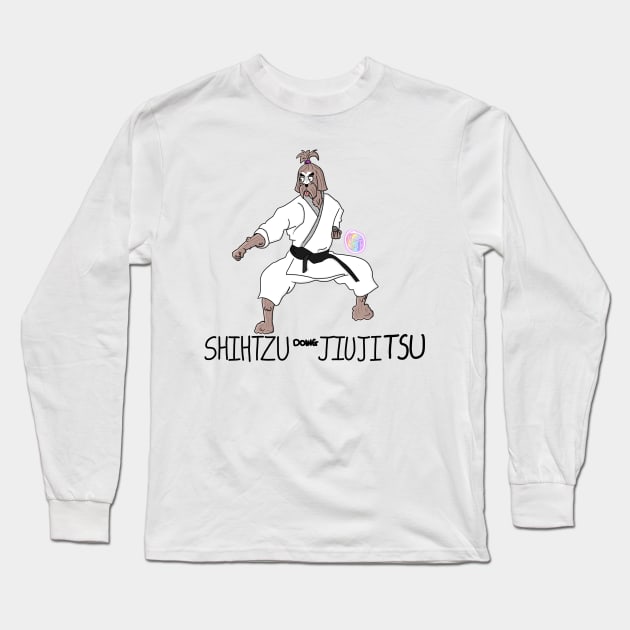 Shihtzu Doing Jiujitsu Long Sleeve T-Shirt by Materiaboitv